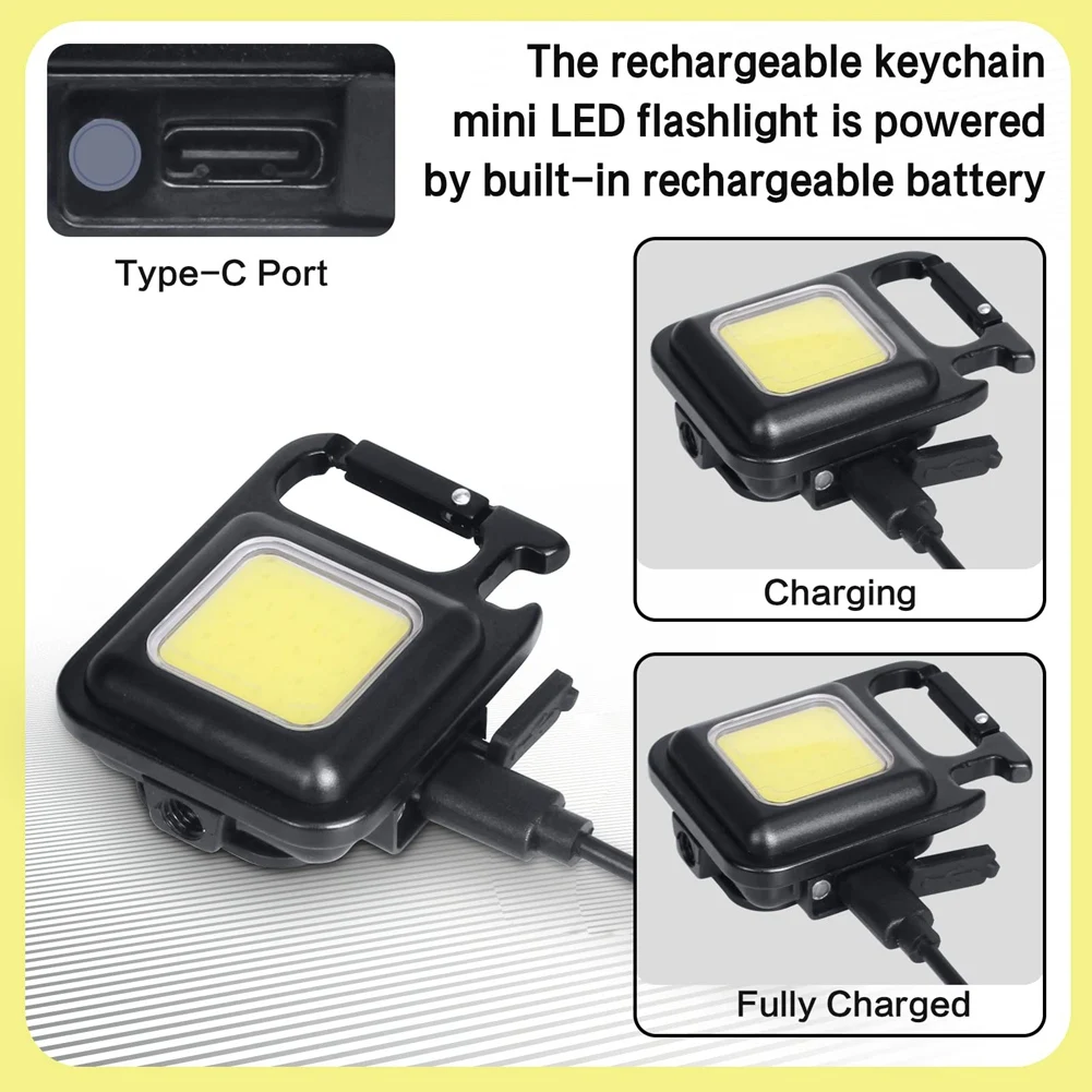 ABZV-LED Lanterna Pequena, 1000Lumens Brilhantes Recarregáveis COB Chaveiro Lanternas, 4 Modos de Luz Luz de Bolso Portátil