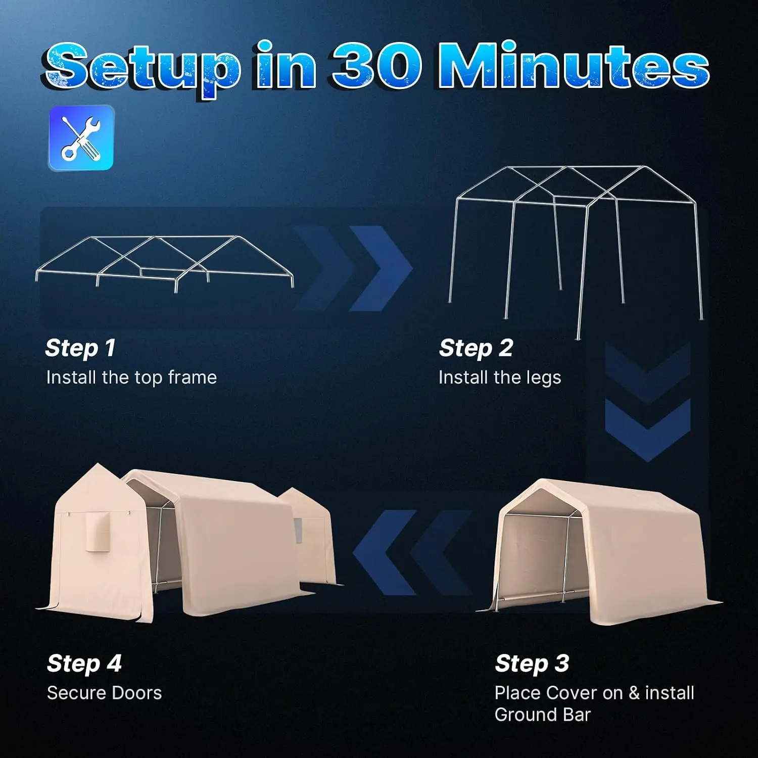 8x14 ft Steel Peak Roof Portable Garage Shed Carport Motorcycle Bike Garden Tools 2 Roll up Doors Vents Beige, Customized
