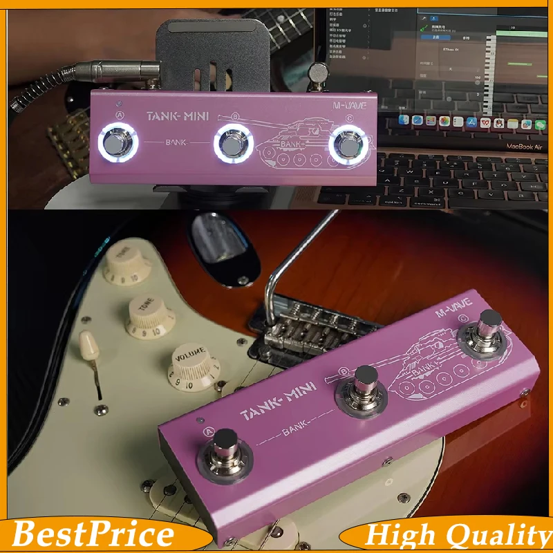 M-VAVE Tank Mini Multic Effect Guitar/ Bass Pedal Support IR and OTG Recording Built-in Cab Amp Mod FX Delay and Reverb Effects