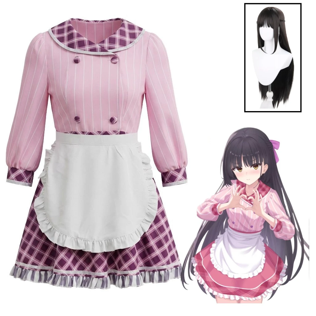 

Game Cafe Stella and The Reaper's Butterflies Cosplay Costume Shiki Natsume Pink Dress Outfit Woman Girls Masquerade Party Dress