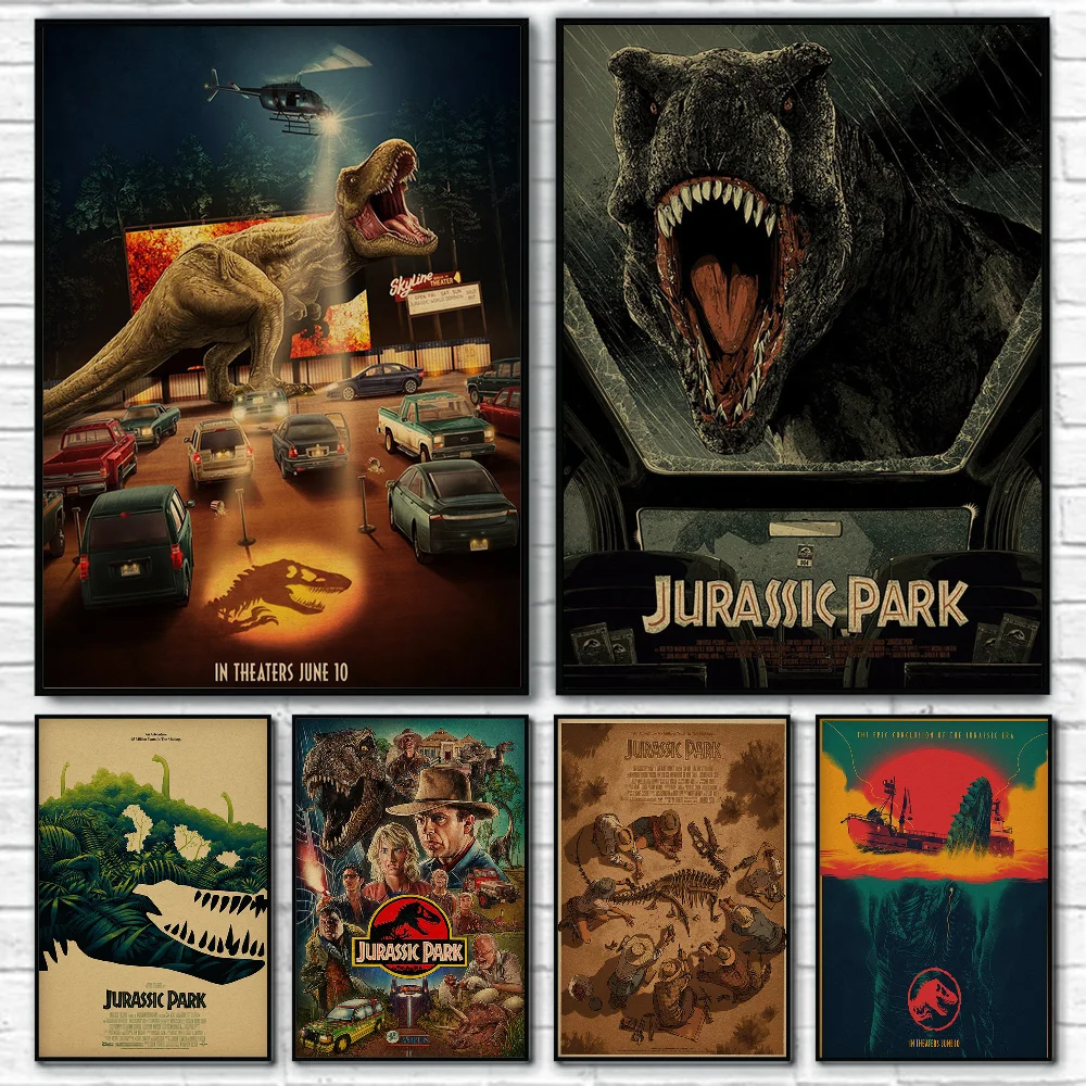 J-Jurassics Park Dinosaur World Movie Poster Stickers Art Wall Murals Decor Game Room Decor Gifts HD Painting