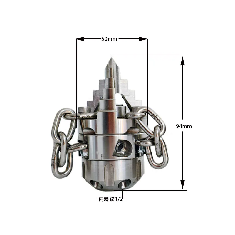 High pressure nozzle rotating chain rotating 304 stainless steel to clean grease, tree roots blocking pipes