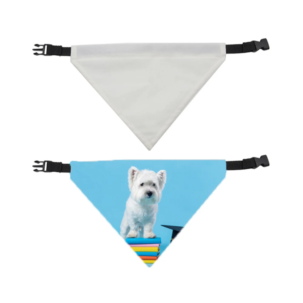 5pcs Pack Blank White Sublimation Polyester Pet Bandana With Collar