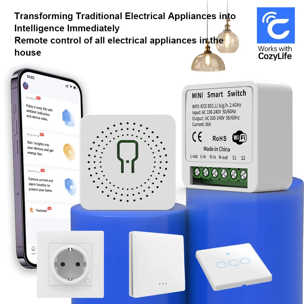 Smart Home WiFi Relay Module 16A Mini Switch Wireless Remote Control Timer For Light Appliance Automation DIY Device