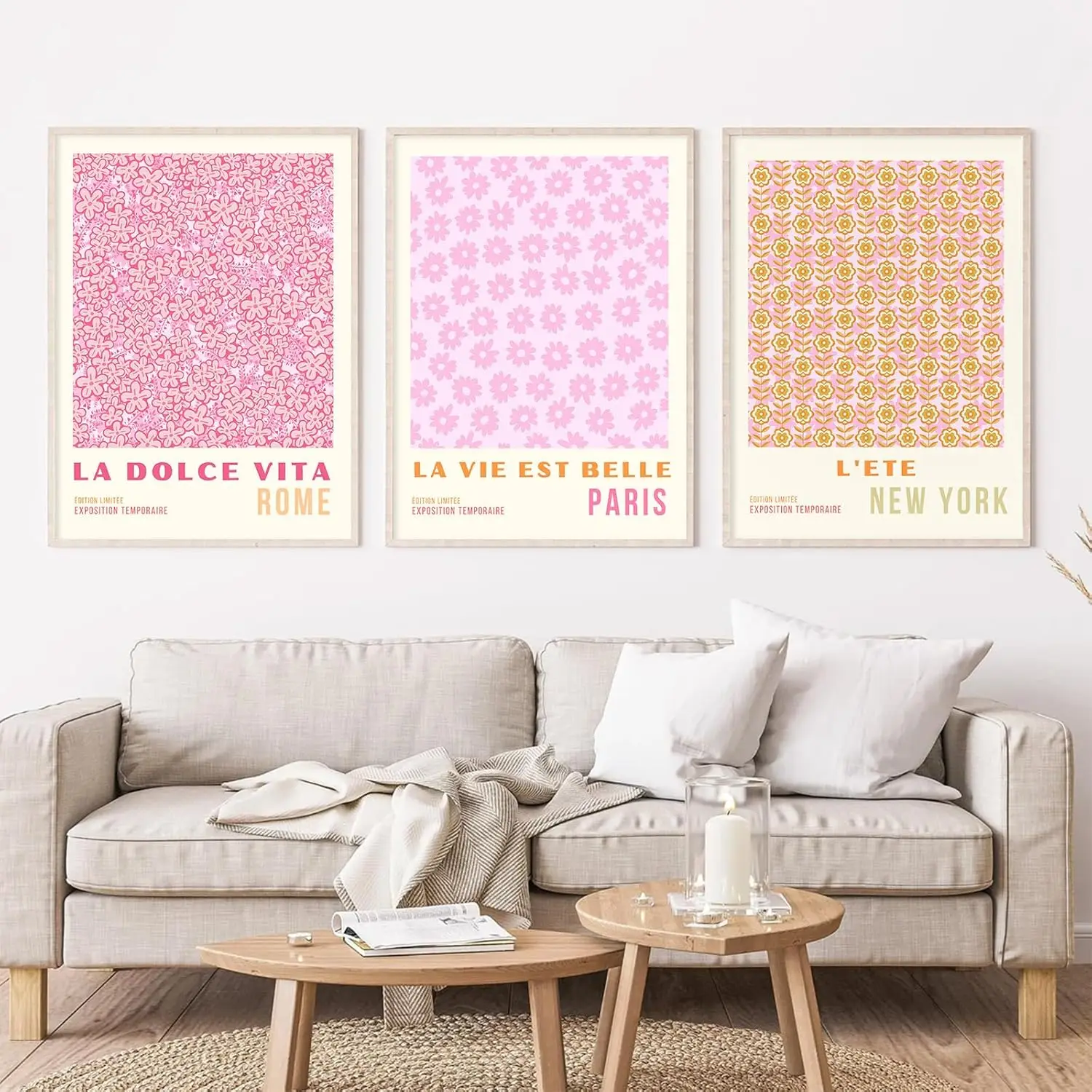 

Abstract Nordic Posters 70s Pink Orange Flower Market Wall Art Canvas Painting Prints Wall Pictures For Living Room Home Decor