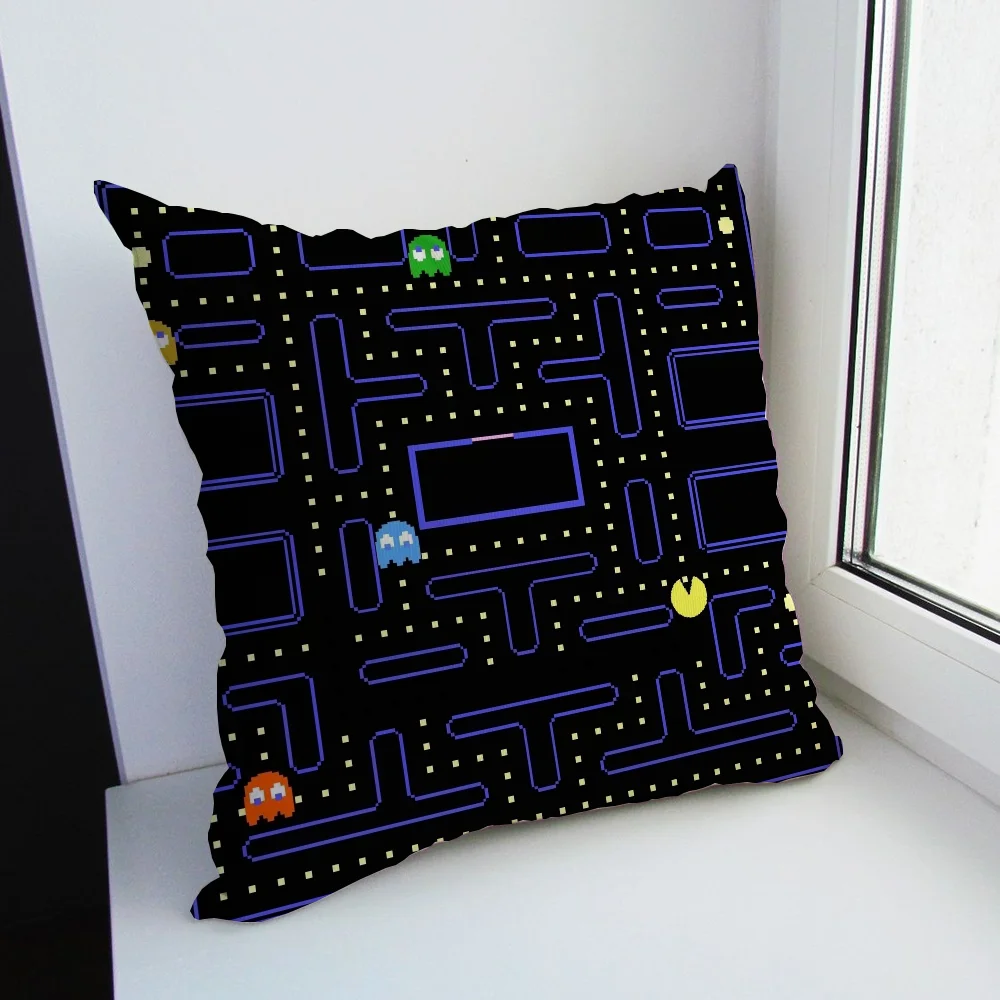 P-Pac-Man Decorative Pillowcase for Living Room Cushions Cover 45*45 Car Sofa Cushions Covers Couch Pillows Bedroom Bed Cushion