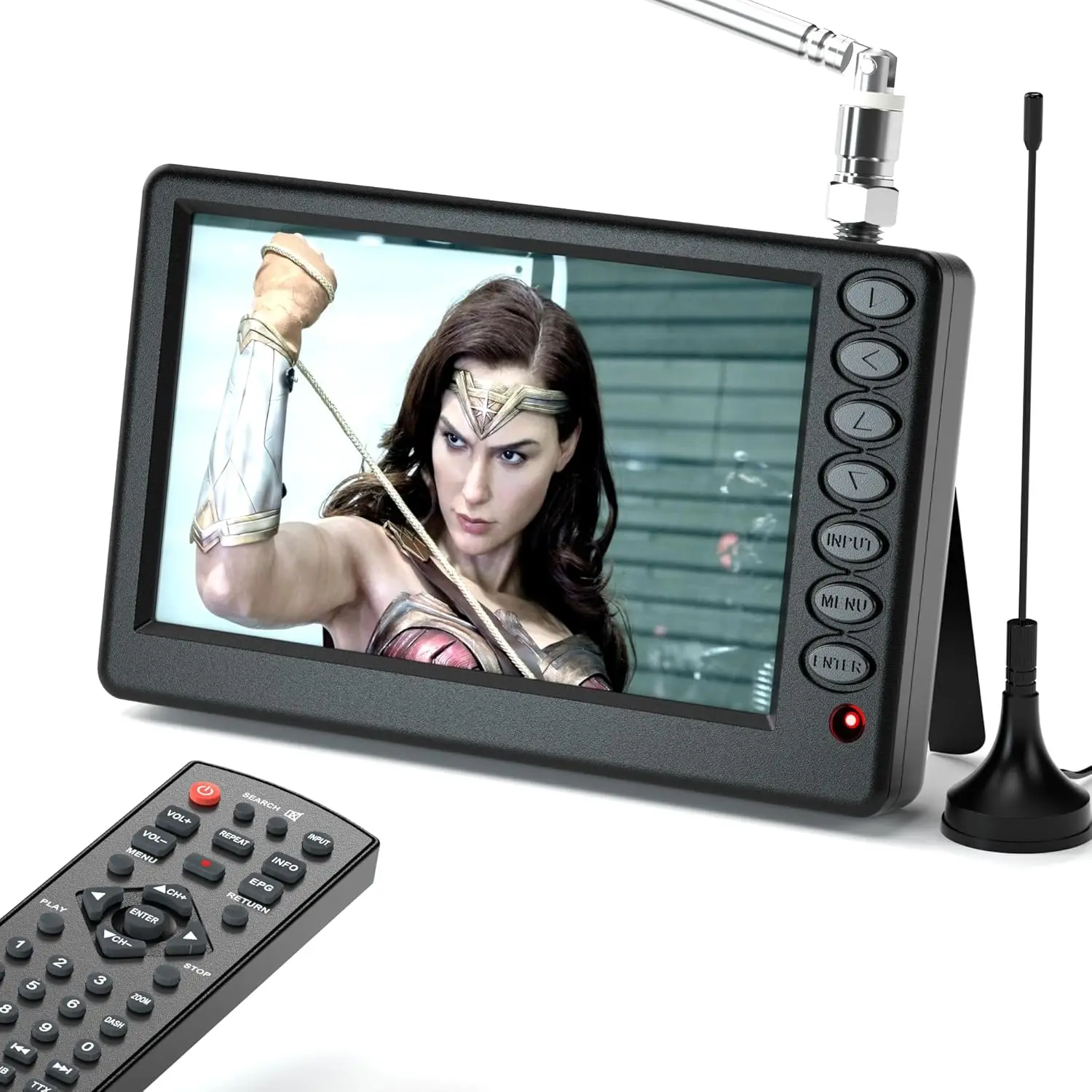 

5 Inch Portable Mini TV for Car, Pocket Battery Operated With Remote, USB Port & TF Card Slot, Small Digital/Analog ATSC