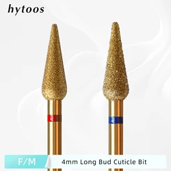 HYTOOS 4mm Long Bud Cuticle Clean Nail Drill Bit, Titanium Russian Diamond Dead Skin Nail Bits Nail Cleaner Accessories Tool