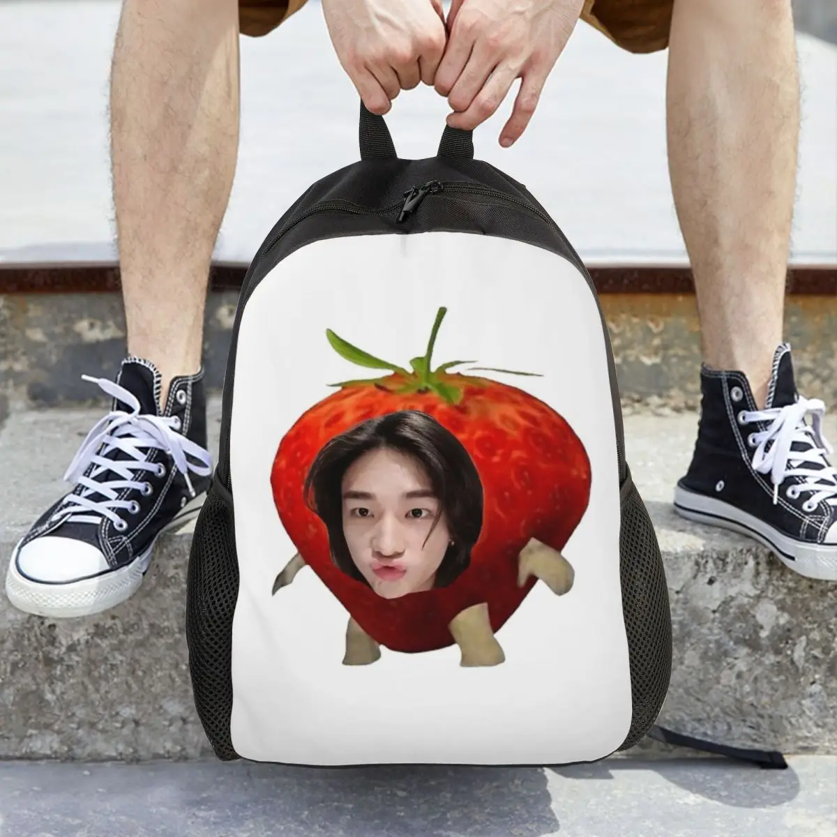 Hyunjin Strawberry Backpack Daypack Large Capacity Children BookBag School Bag Shoulder Bags for Men Women