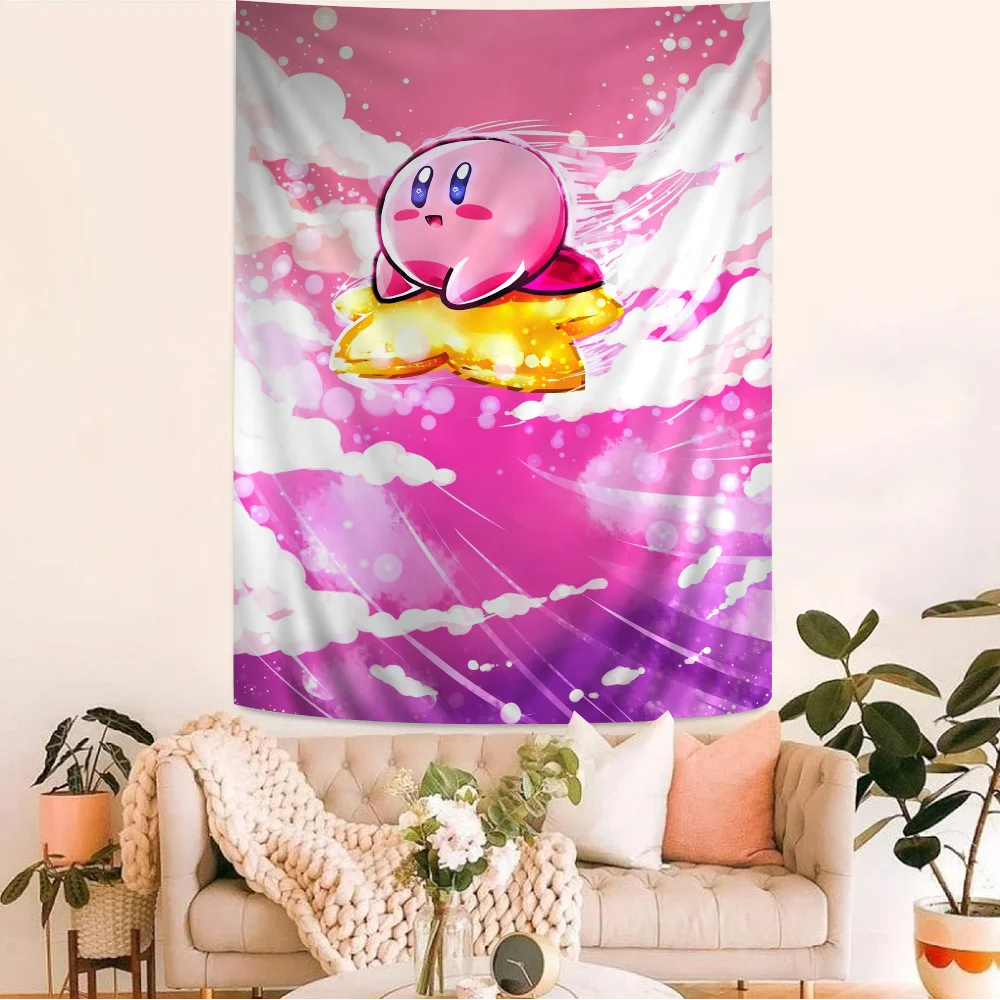 

K-Kirby Anime Tapestry Hippie Flower Wall Carpets Dorm Decor Wall Hanging Home Decor