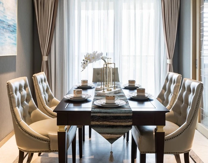 

Postmodern Light Luxury Dining Table Rectangular Solid Wood American Dark Color