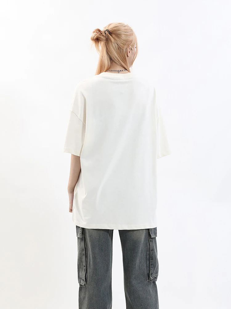 

Loose Oversize Five-Quarter Sve T-irt Women's ort-Sve Printed Casual Street Sle round Ne Cotton Top for Young W...