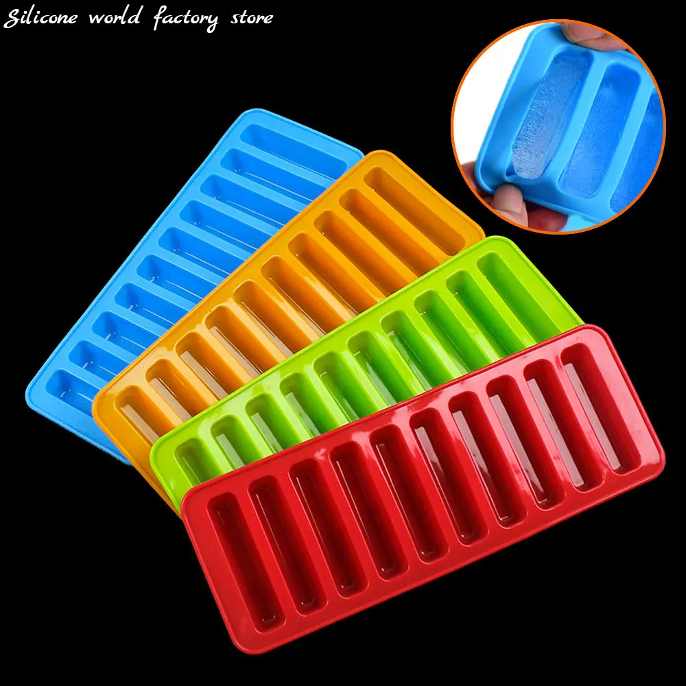 

Silicone World Long Strip Silicone Ice Cube Molds Ice Grid Mold Finger Cookies Chocolate Baking Mold DIY Teeth Grinding Rod