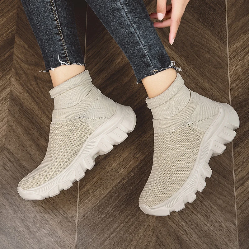 Shoes For Women Men Brand Comfortable Sock Boot Light Ankle Boots Couples Casual Sneakers Non-slip Thick Soled Tenis Luxury Shoe