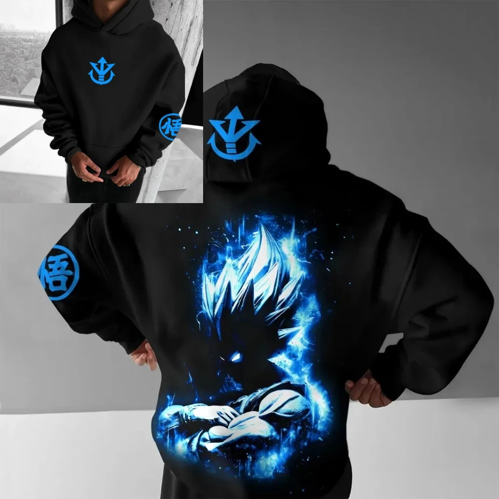 

2026 Dragon Ball Men's Hoodie Sweater Goku Kakarot SSB Japan Anime Autumn Boys Children's Long Sleeve Loose Parent-Child Wear