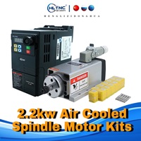 CNC 2.2kw 220v 380v 400hz 24000rpm Air Cooled Spindle Motor + HS320 VFD Inverter +1 Set ER20 Collet for CNC Milling Machine