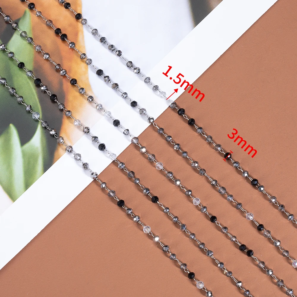 1Meter Stainless Steel Gray Beads Chain For Necklace Bracelet DIY Jewelry Making Supplies