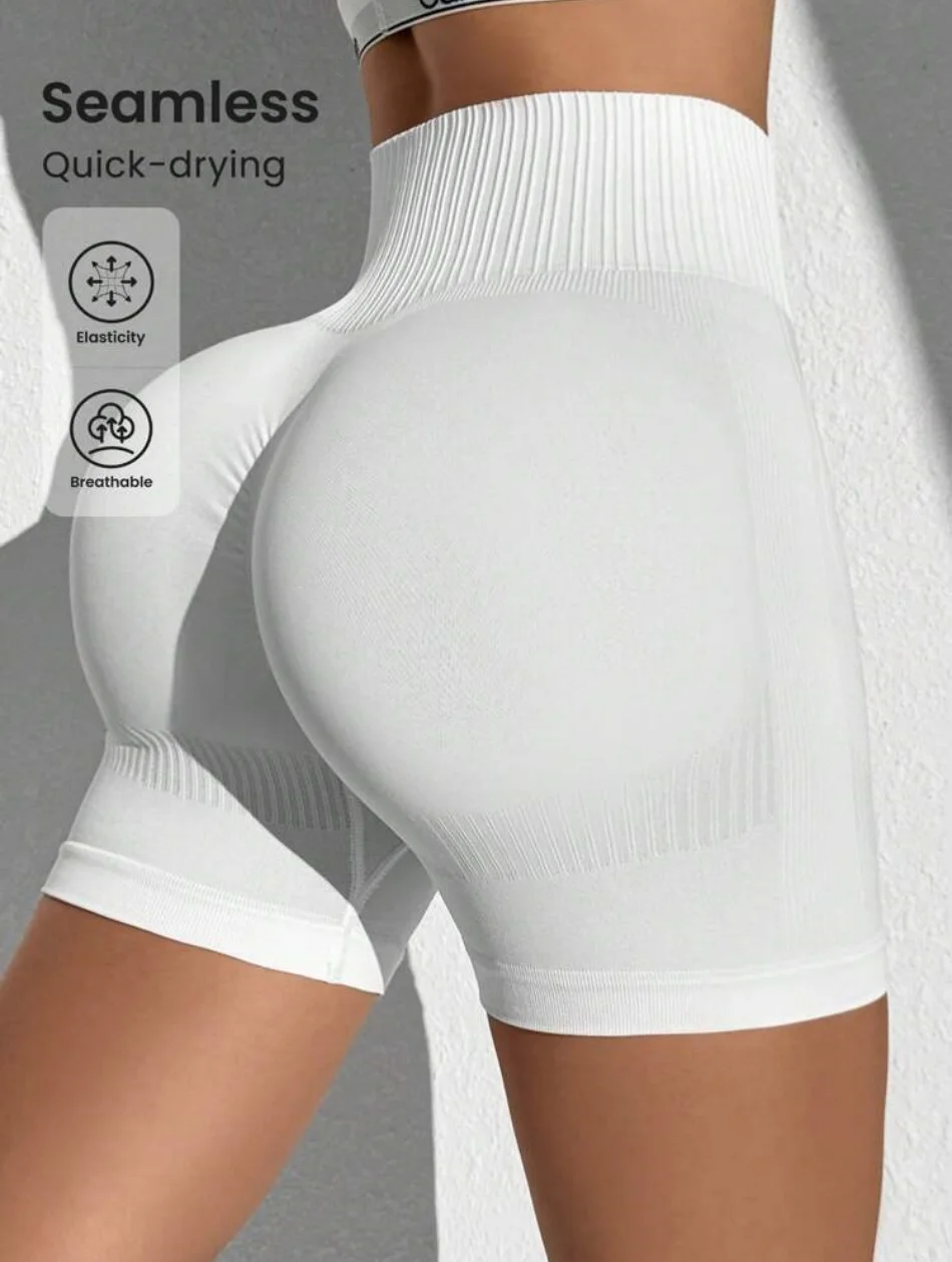Tight fitting sports shorts, yoga high waist, abdominal compression, hip lifting, high elasticity, seamless running, flat corner