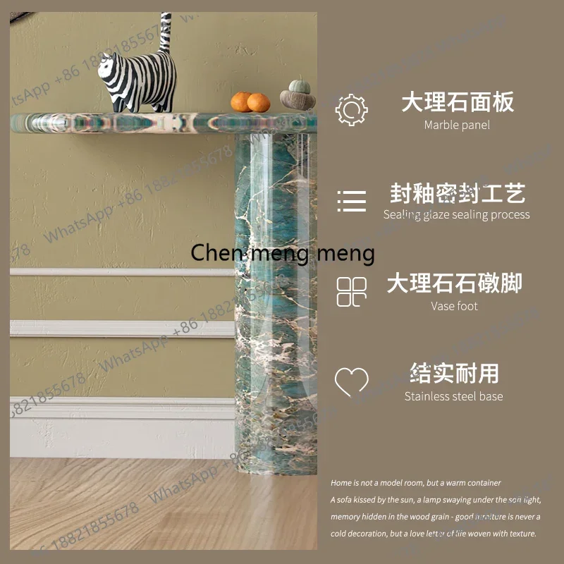 Light luxury marble entrance cabinet French household entrance table Green bar case ornament entrance table