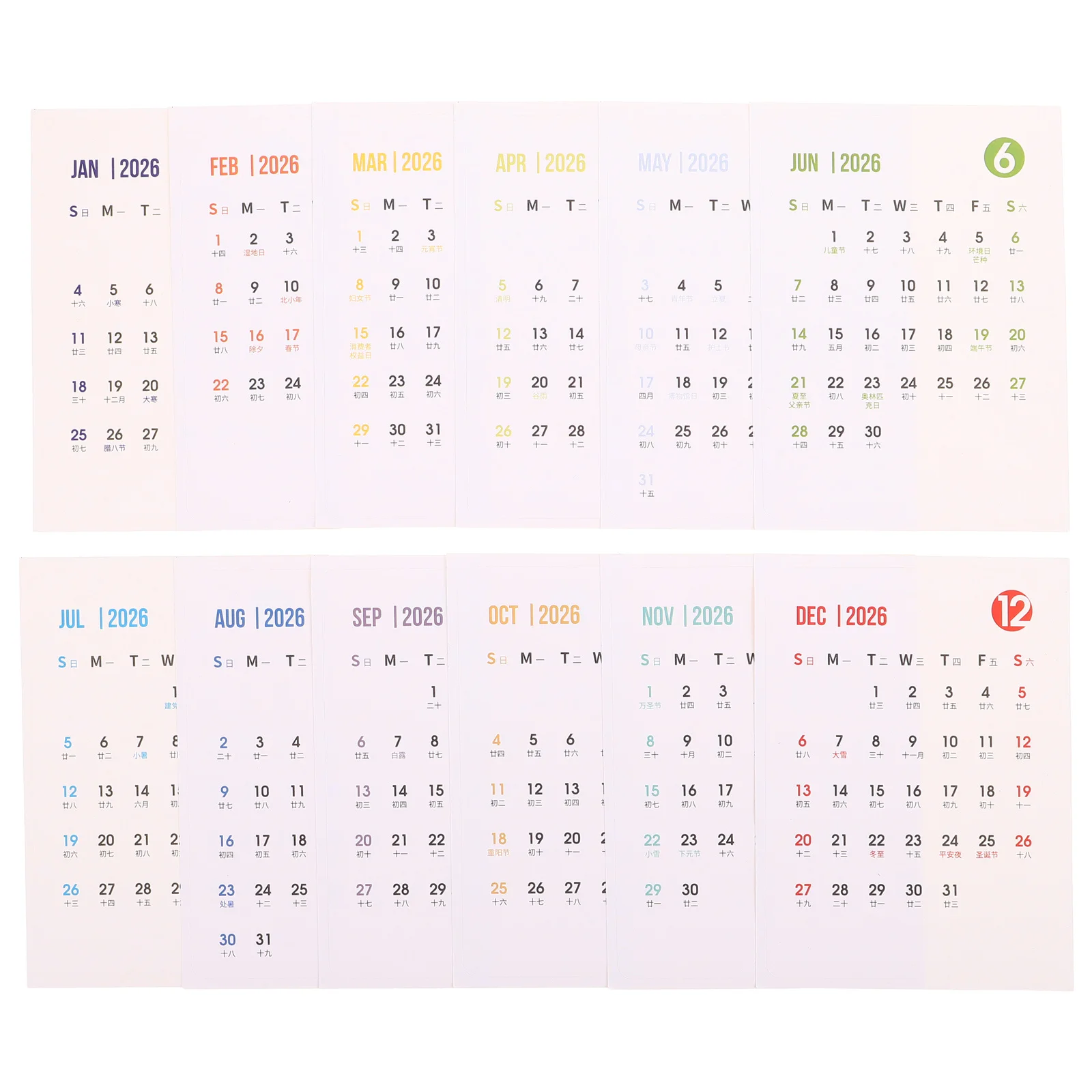 

1 set 1 Set Creative 2026 Calendar Sticker Peel Stick Monthly Planner For Desk Wall Journal Diy Organizer Art Stickers Aesthetic