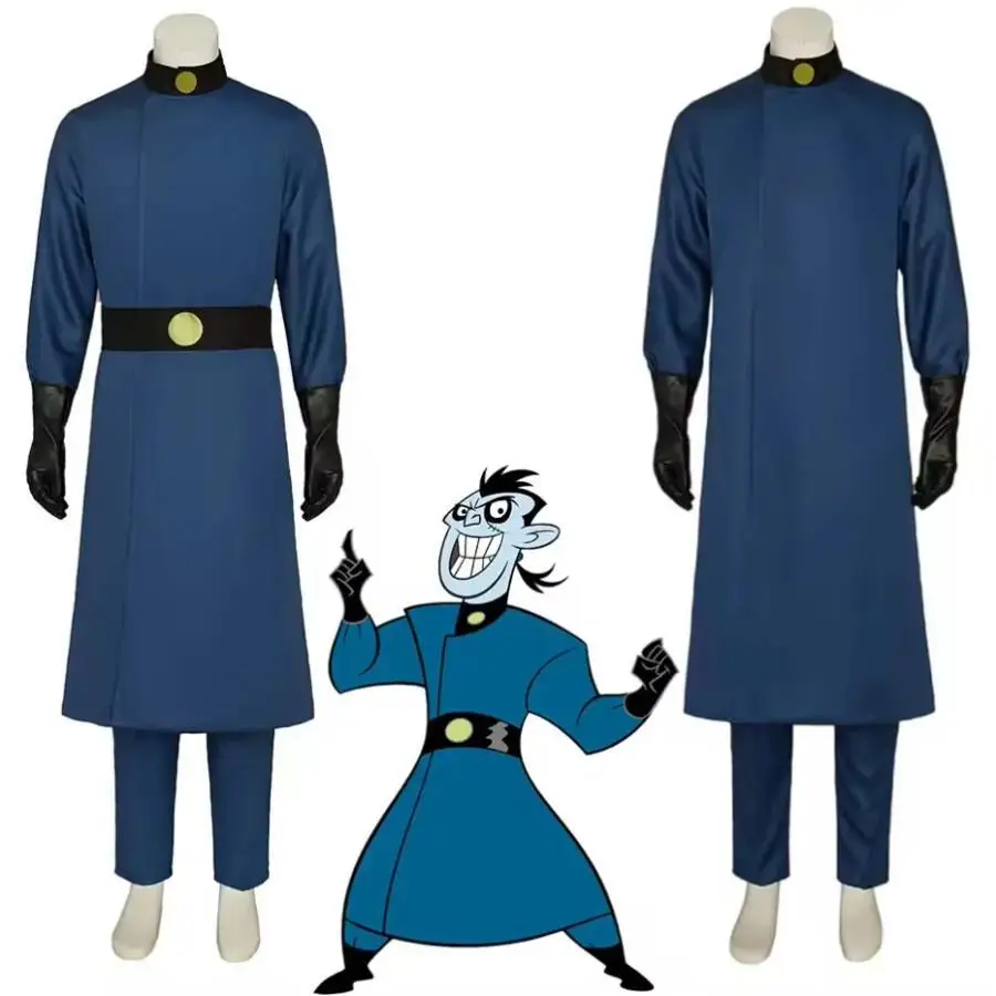 Dr.Drakken Cosplay Costume Adult Men Blue Trench Coat Pants Full Set Disguise Engineer Uniform Suit Halloween Carnival Outfits