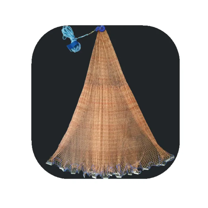 

10ft American Style Fishing Cast Net Tire Line Multifilament Drawstring Casting Net Brown Fishing Nets