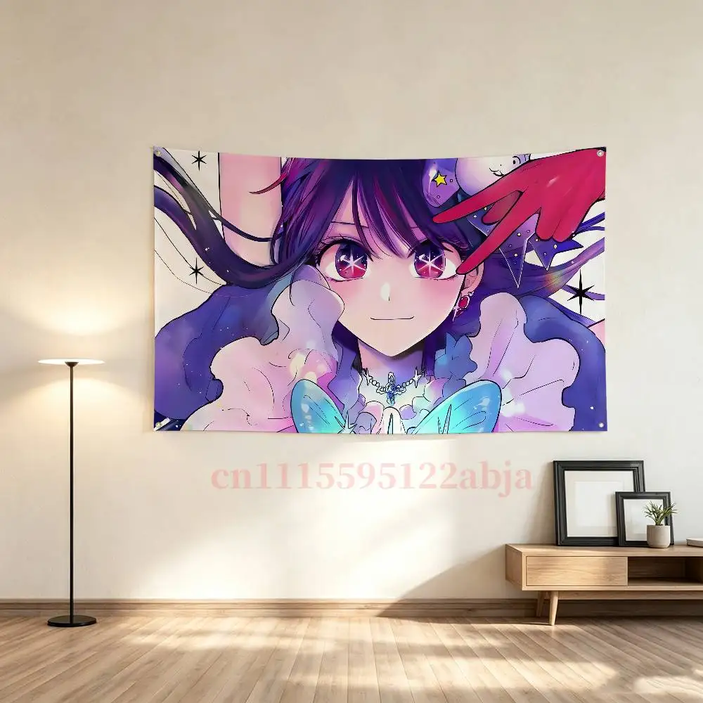 O-Oshi no Ko Ai H-Hoshino Flag Tapestry Wall Hanging Banner Aesthetic Decoration Dorm Party Backdrops Cloth