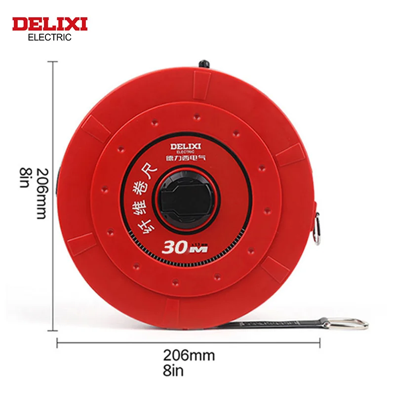 DELIXI ELECTRIC Tape Measure， 30M High Quality Fiberglass Double Sided Printing Measuring Tool,for Engineering Land Surveying