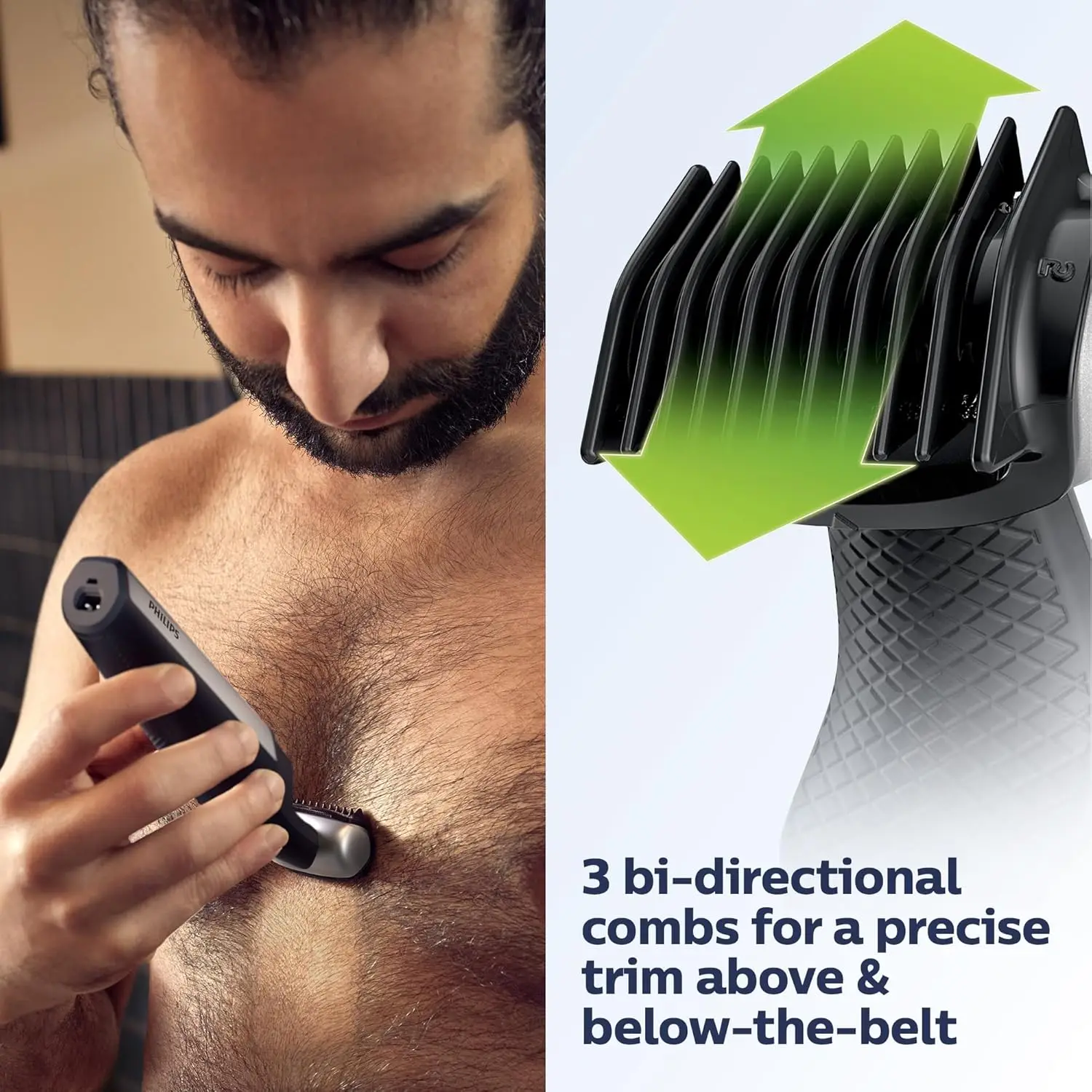 ماكينة تشذيب الجسم المقاومة للاستحمام من Philips Norelco Bodygroom Series 5000 BG5025 مع تقنية حماية البشرة