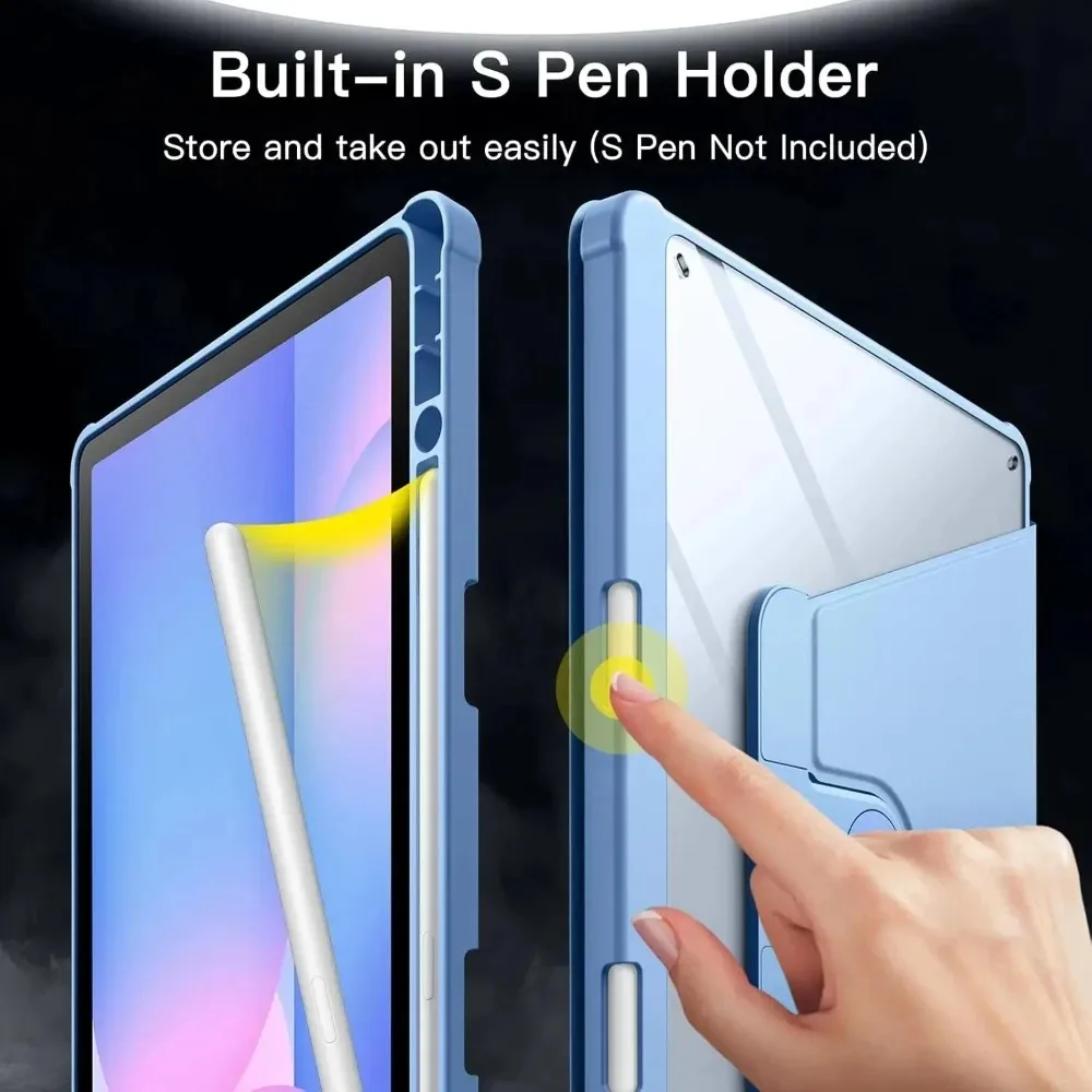 حامل دوران 360 درجة لهاتف سامسونج جالاكسي تاب S11، S11 Ultra 14.6 S10 Lite FE 10.9 بوصة 2025 حافظة أقلام مقاومة للصدمات Funda