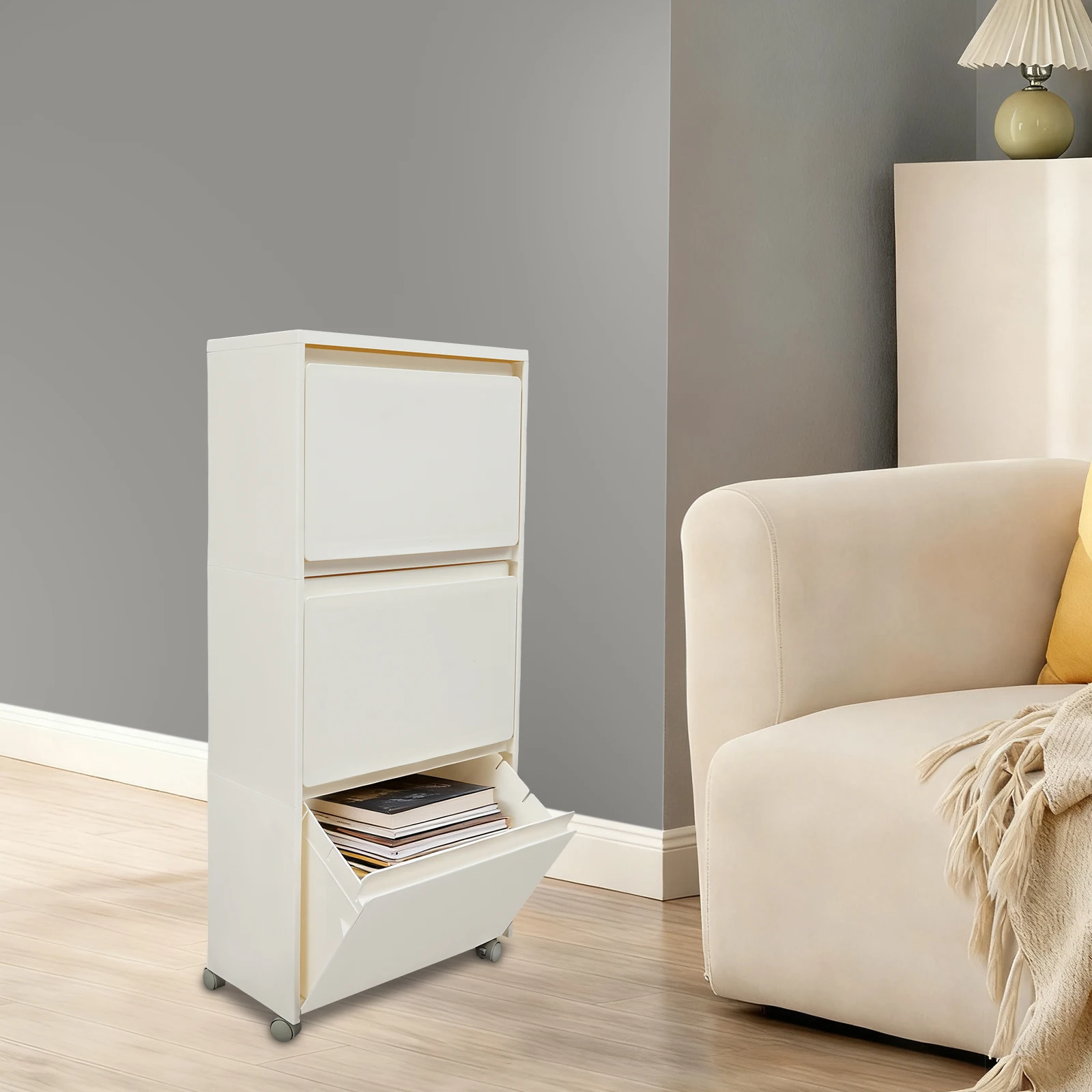 

3 layer Multi functional storage cabinet, living room cabinet, bathroom storage cabinet, shoe cabinet, bookshelfwith wheels