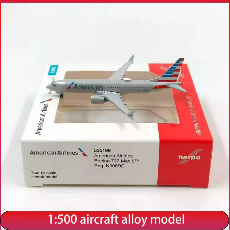 

Модель самолета Herpa 1:500 American Airlines Boeing 737 Max 8 535199, имитационная, из сплава, для декора