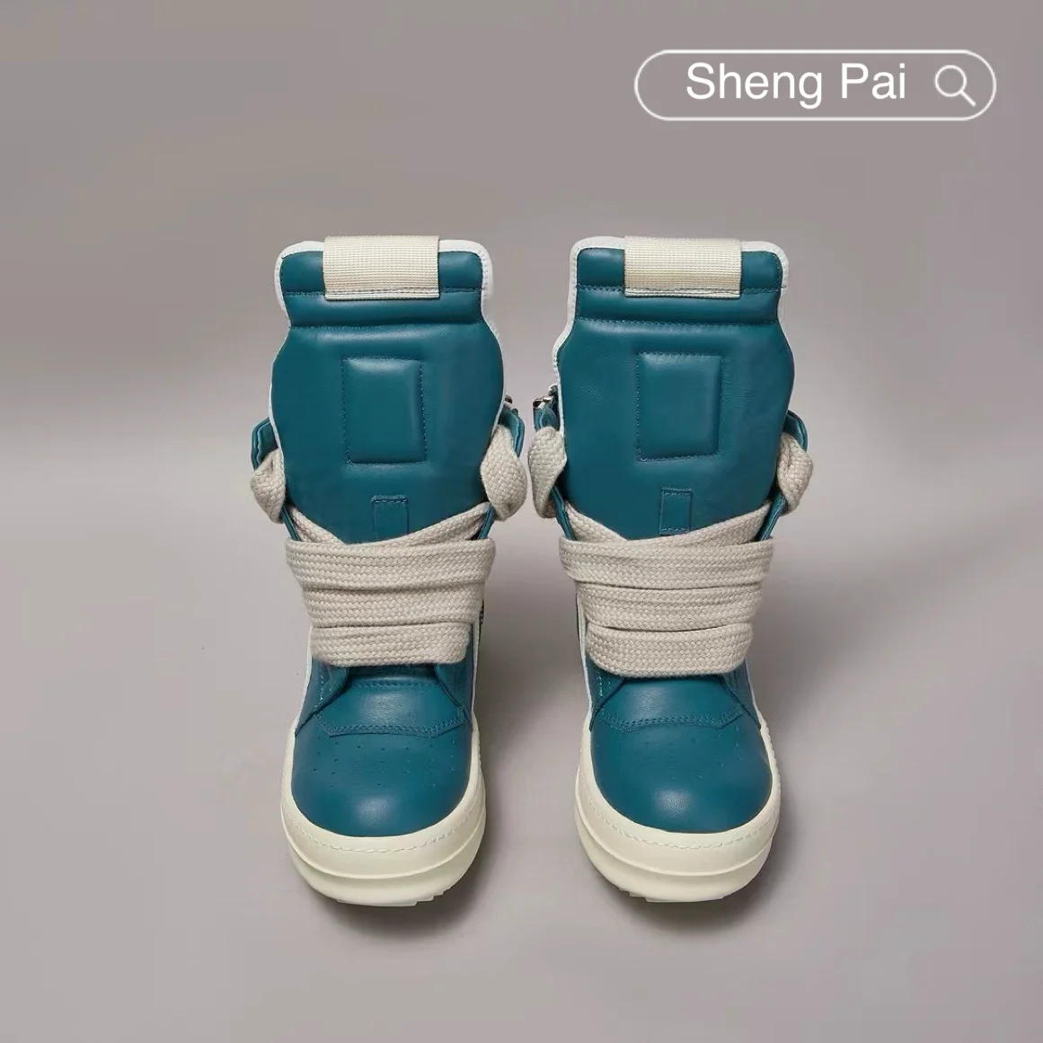 

Men's Boots Rick Leather Inverted Triangle Thick Laces Teal Shoes Owens High Quality Men's Casual Shoes Women's Sneakers