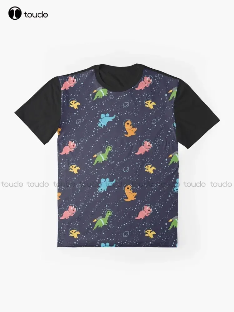 Dinosaurs In Space Pattern Graphic T-Shirt Custom Aldult Teen Unisex Digital Printing Tee Shirts Custom Gift Xxs-5Xl Streetwear