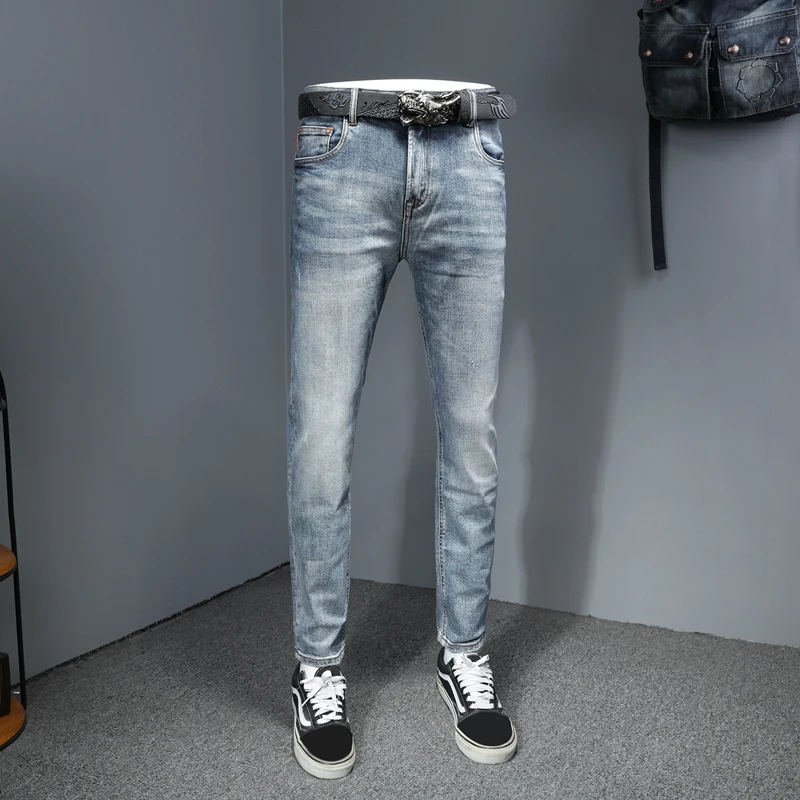 2024 New Men's Fashion Trend Europe and The United States Straight Leg American Simple Jeans Retro   Low Rise Jeans