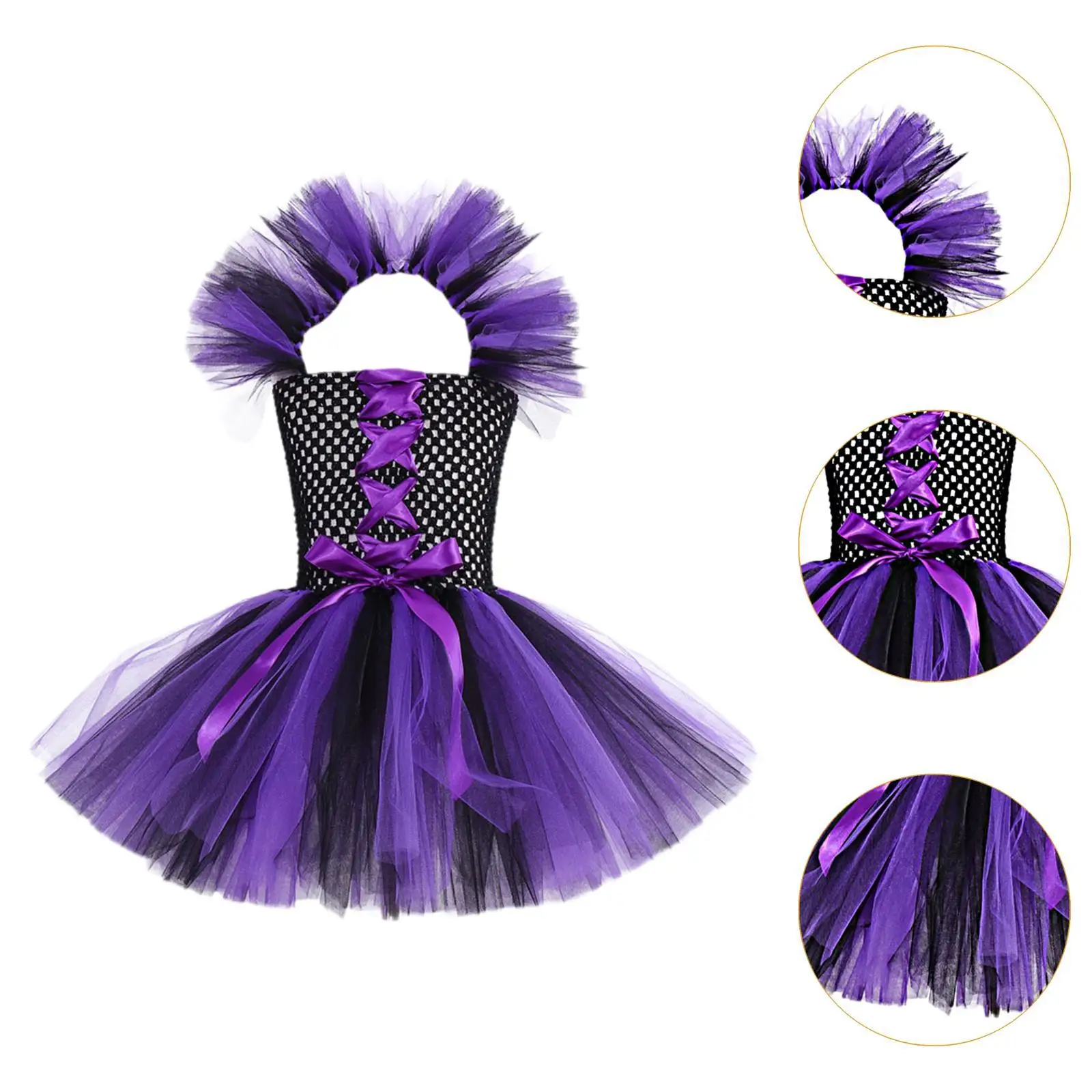 Costume de Sorcière Violet pour Fille, Vêtement de Cosplay pour Noël et Halloween