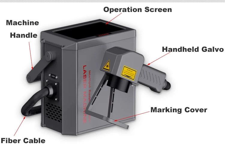 Compact Fiber Laser Marking Machine Portability Machine Laser Metal Mark
