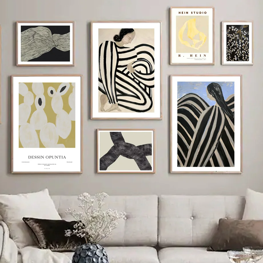 Sofia Lind Pajamas Girl Girl Geometry Wall Art Canvas Painting Nordic Posters And Prints Abstract Pictures For Living Room Decor