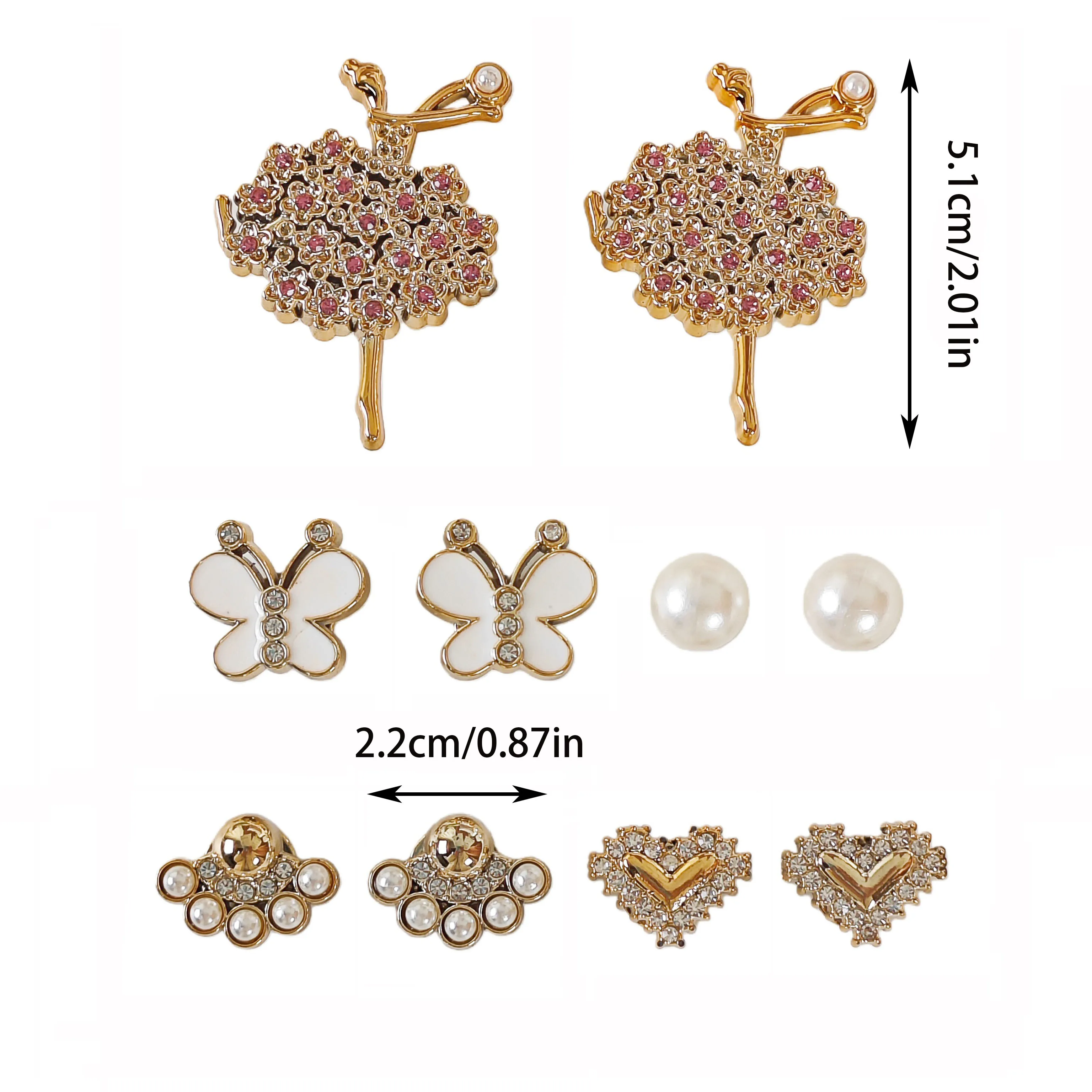 10pcs DIY Shoe Decoration charms: shiny ballet girl, butterfly, heart, faux pearl decorative buckles. Non-metallic, lightweight material. Y2K fashion, versatile, cute and unique for both men and women. Suitable for EVA beach shoes, sandals, detachable shoe surface decorations, and as a holiday gift