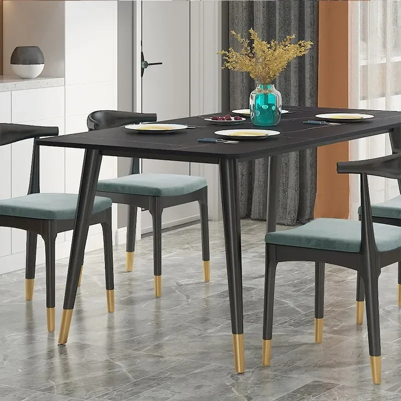 Italian marble dining table household rectangular dining table small apartment light luxury