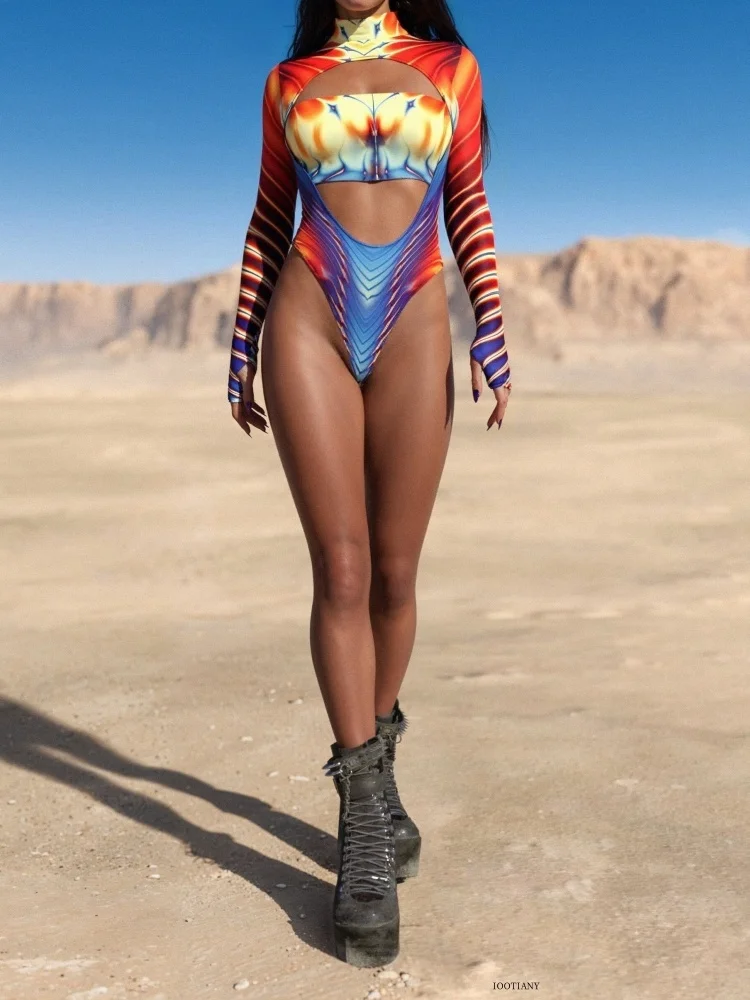 Sun God Bunter Jumpsuit für Damen, sexy Zentai-Anzug, Jumpsuit für Karneval, Halloween, Cosplay, Bühnenkostüm, Party-Badeanzug – Detail 2