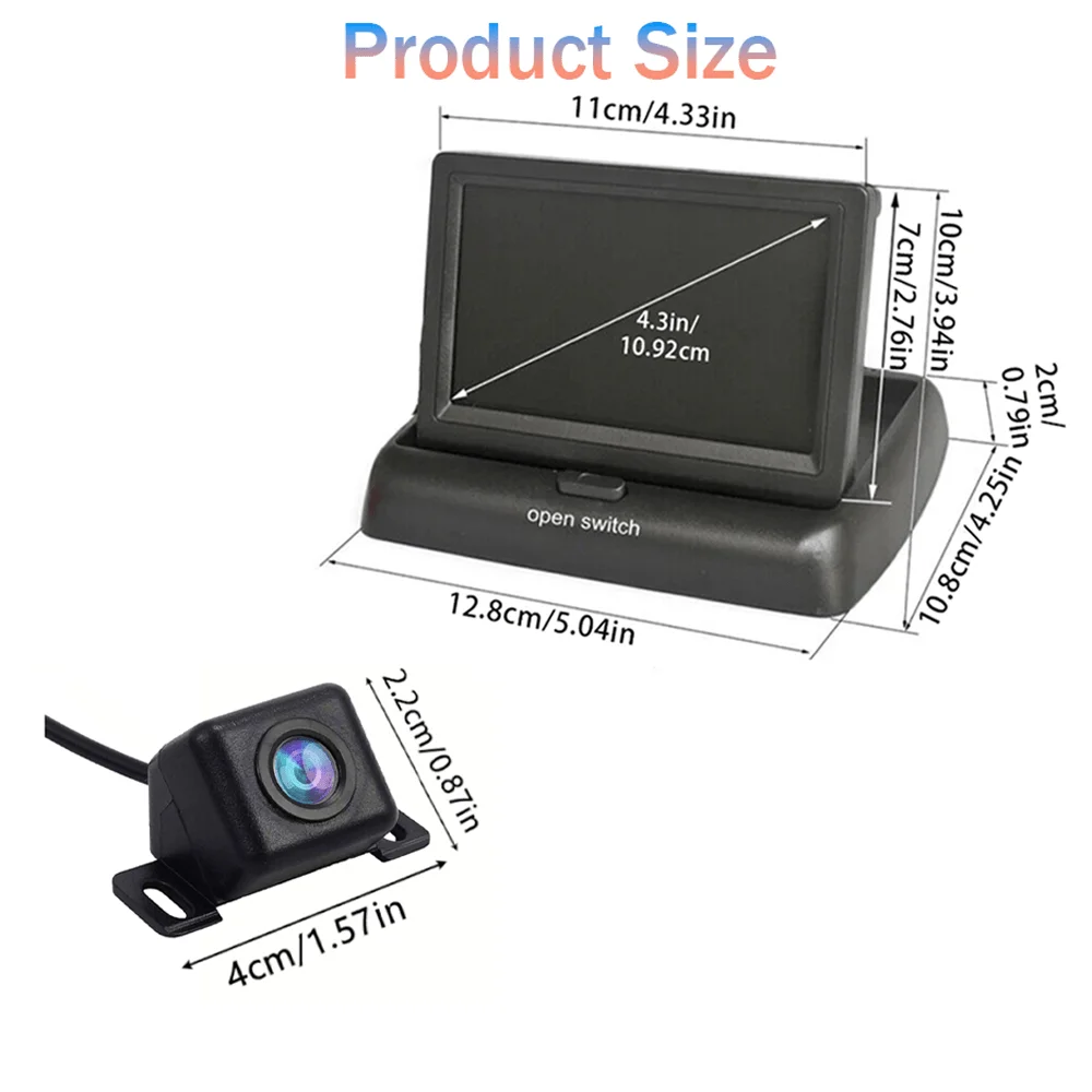 4.3-Inch Foldable Screen Backup Camera Kit, Improve Safety And Convenience When Parking,Suitable for Car,Pickups,Trucks,Suvs,Rvs