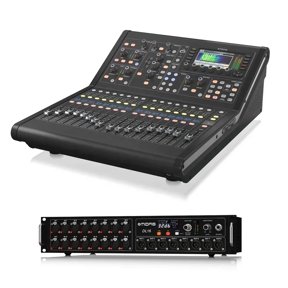 Midas M32R Live Digital Mixer + DL16 Stagebox Bundle Pa Sound System For Stage Performance Line Array Speakers