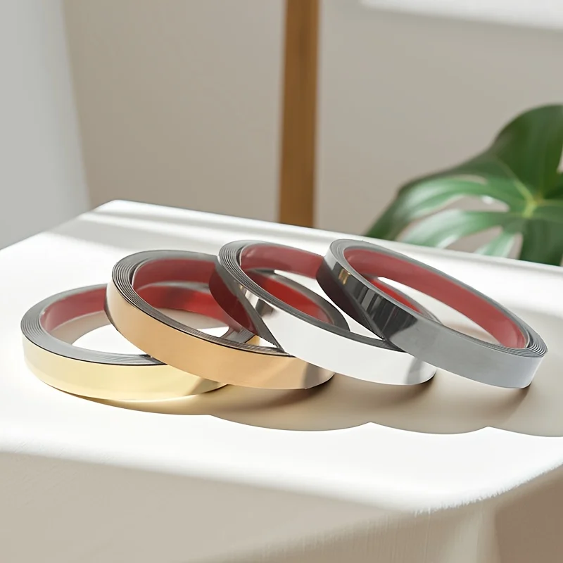 5-Meter stainless steel strip, can be cut to any desired length, self-adhesive DIY home decoration, strong adhesive backing.