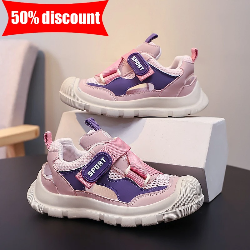 

Детская спортивная обувь с перфорацией, удобные мягкие кроссовки для ходьбы, дышащие, с защитой носка, противоскользящие, для мальчиков и девочек