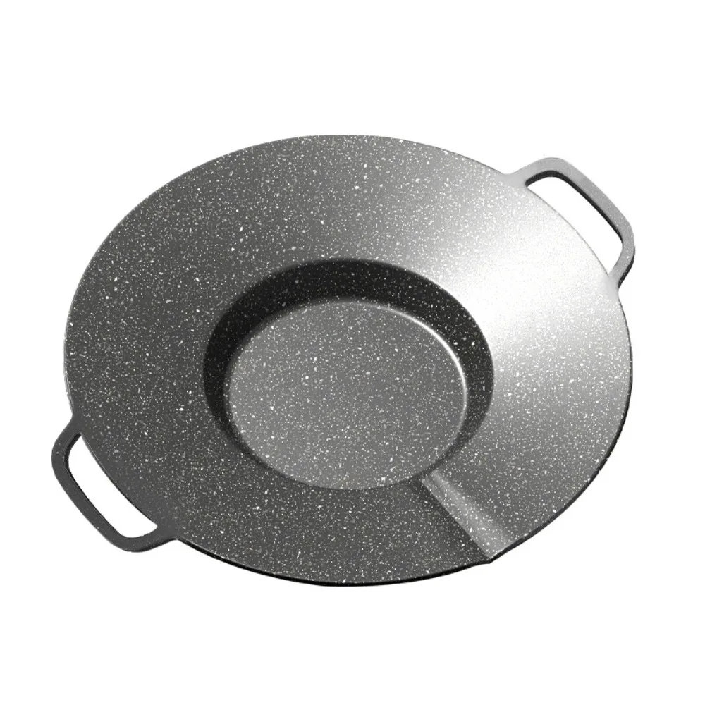 

Round Shape Griddle Pan Aluminum Alloy Thicken Frying Pan with Handles Efficient Heat Distribution Flat Base Deep Baking Tray