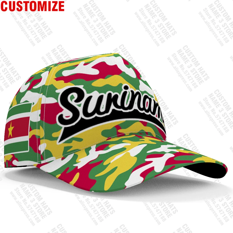 Suriname Baseball Caps Freies Nach Maß Name Anzahl Team Logo Sr Hut Sur Land Reise Dutch Nation Sranan Flagge Sarnam kopfbedeckungen