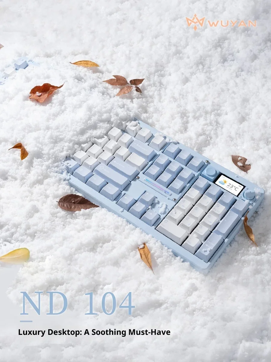 NDNH ND104 لوحة المفاتيح الميكانيكية اللاسلكية ثلاثي الوضع لوحة المفاتيح سبائك الألومنيوم لوحة المفاتيح الساخنة مبادلة مع شاشة ملحقات الكمبيوتر Win/Mac