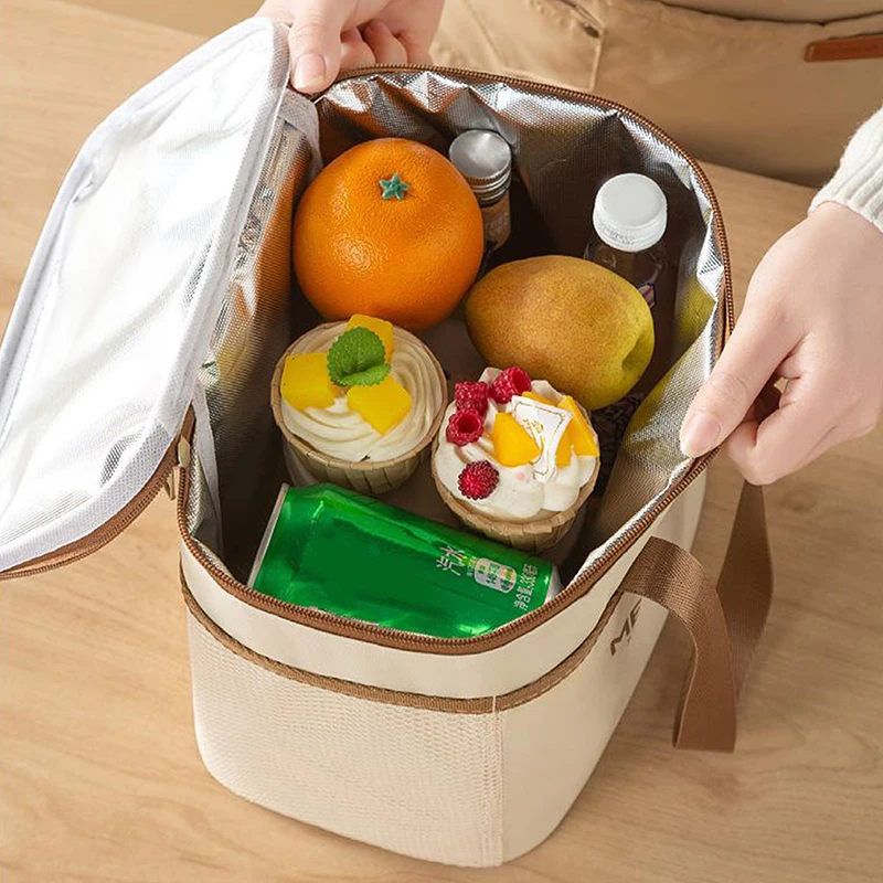 Insulated Lunch Bag Large Capacity Thermal Tote With Oxford Fabric And Aluminum Foil Leakproof Cooler For Picnic Office Travel