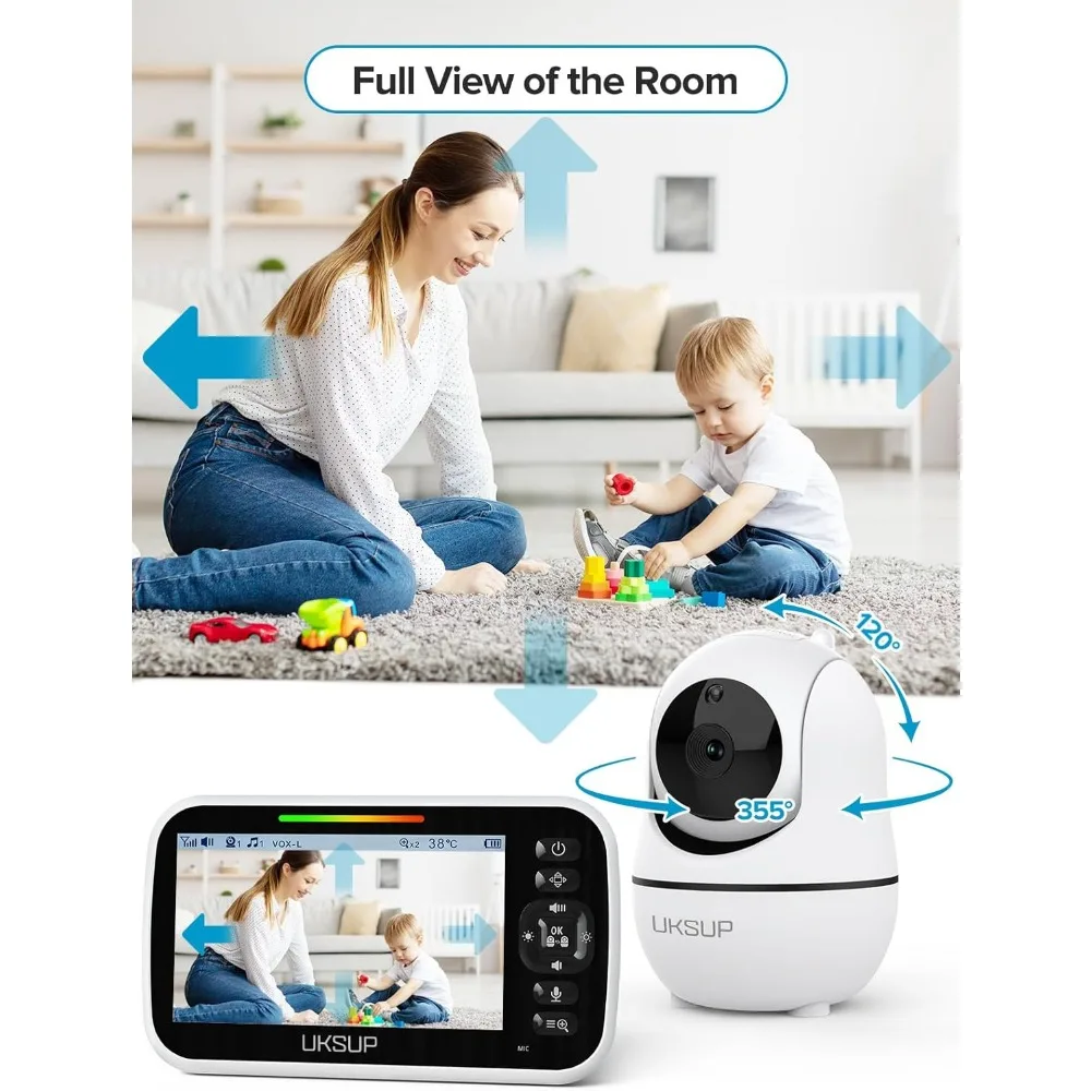 SM663V2 Baby Monitor with 2 Cameras - 5" Display Video Baby Monitor with Remote Pan & Tilt, 2X Zoom,Auto Night Vision, 2 Way Tal